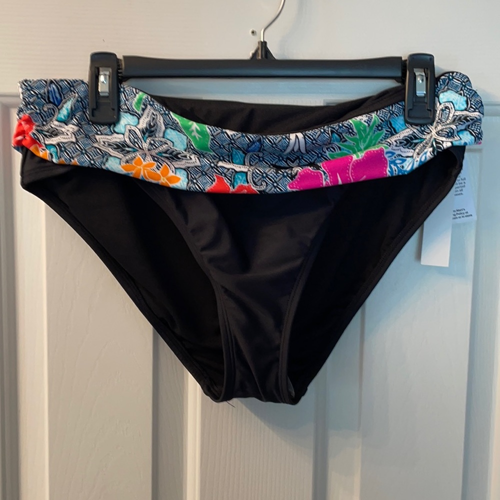 NWTS Into the Bleu swim bottoms 12 black tropical